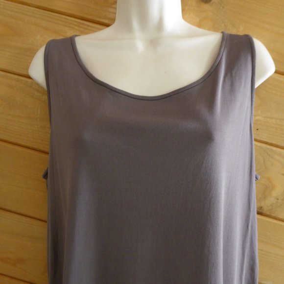 Eileen Fisher Brown Soft 100% Silk Basic Tank Top Sleeveless Layer Stretchy L? - Picture 2 of 9